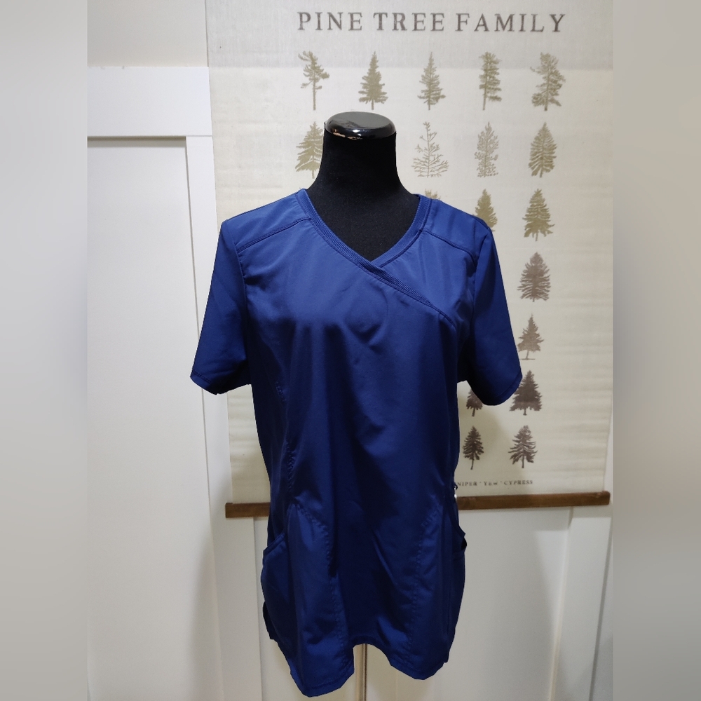 Infinity by Cherokee Navy Blue Women’s Scrub Top | V-Neck Mock Wrap | XL